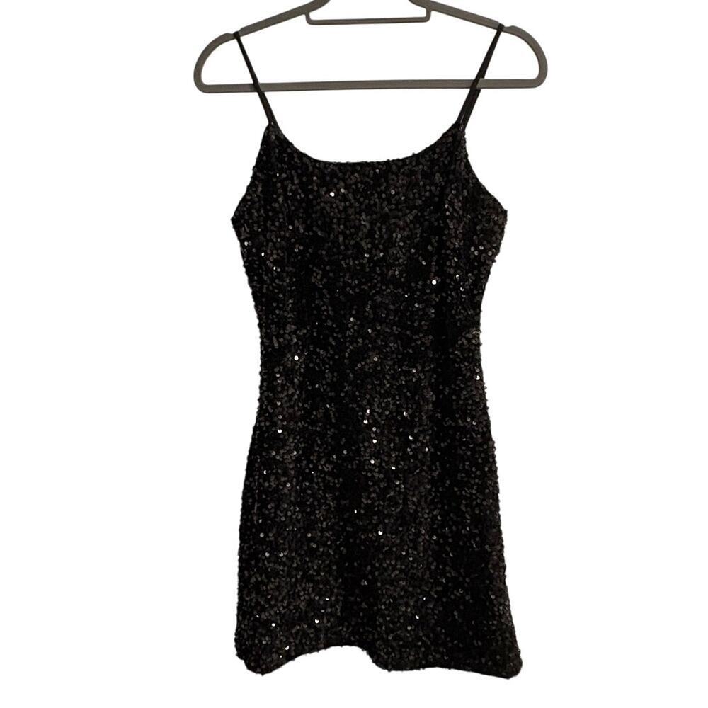 BP Nordstrom Black Sequins Mini Dress Size L Large